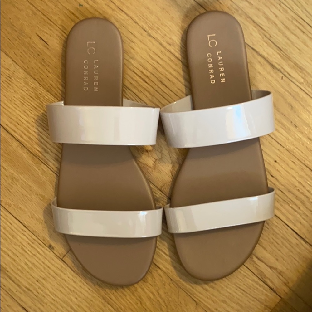 Faux Patent Leather Cream Sandals NWT